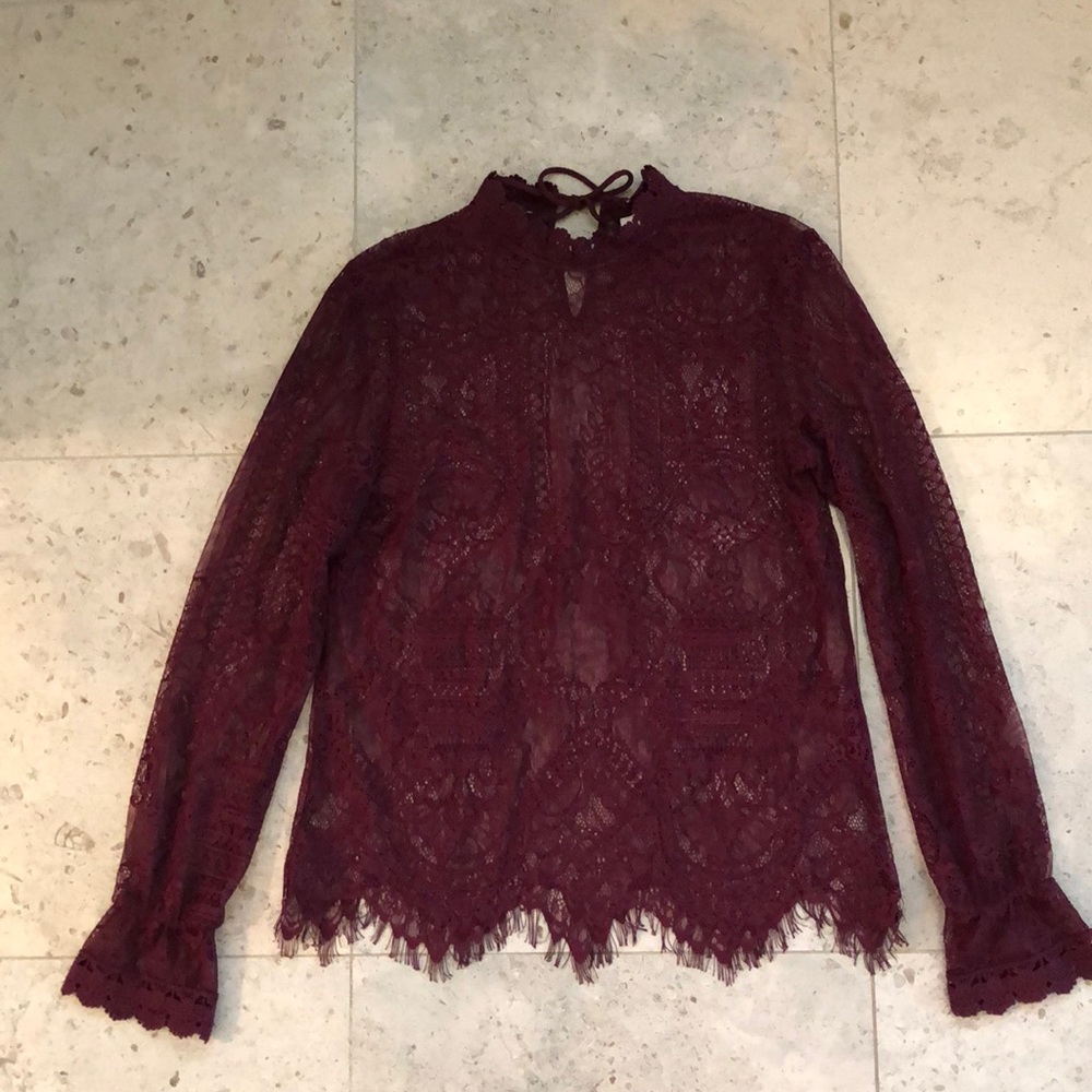 Burgundy Lace Top